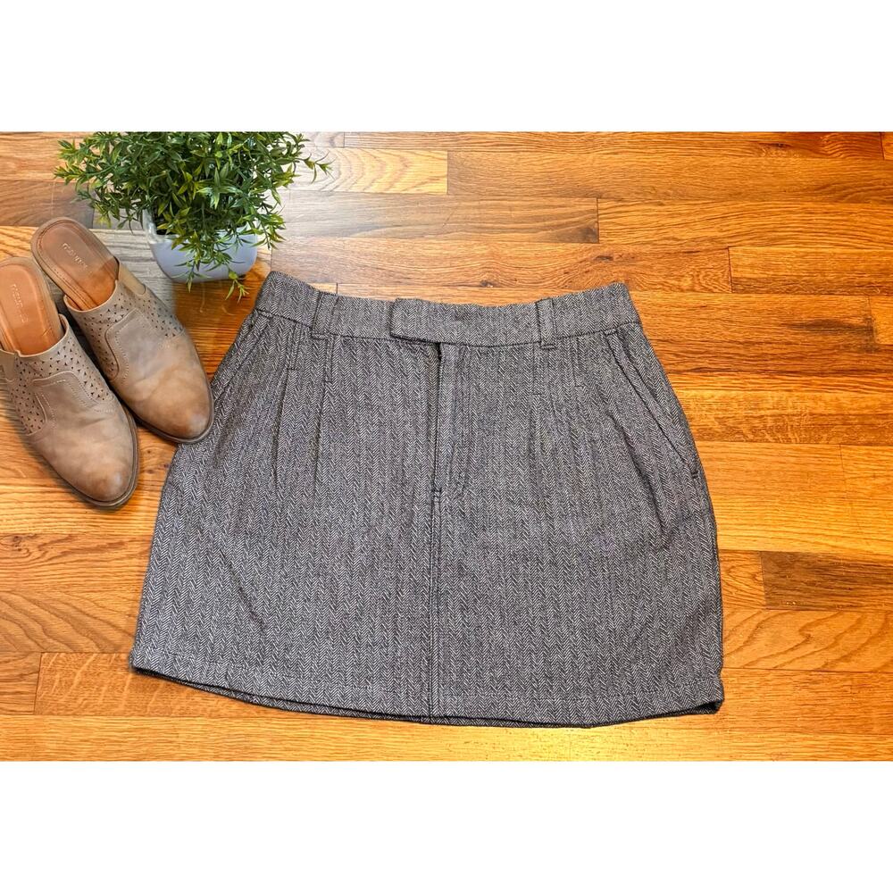 Free People Womens 2 Heathered Gray Cotton Pop Preppy Mini Skirt Corporatcore